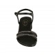 Sandale pour femmes avec courroie et strass en cuir imprimé noir talon 4 - Pointures disponibles:  33, 43, 44, 45, 46