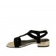 Sandalo da donna in camoscio nero e vernice laminata platino tacco 2 - Misure disponibili: 32, 33, 34, 42, 43, 44, 45, 46