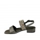 Woman's sandal with multicolored rhinestones in grey laminated leather heel 2 - Available sizes:  32, 33, 42, 43, 44, 46