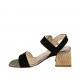 Sandale pour femmes en daim noir et cuir lamé gris avec courroie talon 5 - Pointures disponibles:  32, 34, 44, 45
