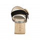 Sandalia para mujer en gamuza negra y piel laminada gris con cinturon tacon 5 - Tallas disponibles:  32, 34, 44, 45