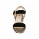 Sandalo da donna in camoscio nero e pelle laminata grigia con cinturino tacco 5 - Misure disponibili: 31, 32, 33, 34, 42, 43, 44, 45