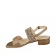 Sandalia en piel laminada bronce con estrás multicolores para mujer tacon 2 - Tallas disponibles:  32, 33, 43, 45, 46