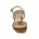 Sandalo da donna in pelle laminata bronzo con strass colorati tacco 2 - Misure disponibili: 32, 33, 43, 45, 46