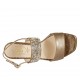 Sandalo da donna in pelle laminata bronzo con strass colorati tacco 2 - Misure disponibili: 32, 33, 43, 45, 46