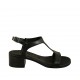 Sandalo da donna in pelle nera tacco 4 - Misure disponibili: 32, 33, 34, 42, 43, 44, 46
