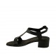 Sandalo da donna in pelle nera tacco 4 - Misure disponibili: 32, 33, 34, 42, 43, 44, 46