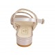 Sandalo da donna in pelle laminata rosa con strass colorati tacco 2 - Misure disponibili: 32, 33, 34, 42, 43, 44, 45, 46