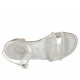 Sandalo da donna con cinturino e strass in pelle stampata laminata argento tacco 4 - Misure disponibili: 32, 33, 34, 42, 43, 44, 45, 46