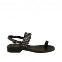 Sandale entredoigt pour femmes en cuir noir avec strass talon 2