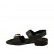 Sandalo da donna con fibbie in pelle nera tacco 2 - Misure disponibili: 32, 33, 34, 42, 43, 44, 45, 46