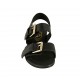 Sandalo da donna con fibbie in pelle nera tacco 2 - Misure disponibili: 32, 33, 34, 42, 43, 44, 45, 46