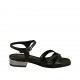 Sandale pour femmes en cuir noir et cuir verni gris avec courroie talon 2 - Pointures disponibles:  32, 33, 42, 43, 44, 45, 46