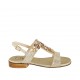 Sandalia para mujer en gamuza imprimida laminada platino con piedras multicolores tacon 2 - Tallas disponibles:  33