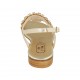 Sandalo da donna in camoscio stampato laminato platino con pietre tacco 2 - Misure disponibili: 33