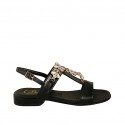 Sandale pour femmes en cuir noir avec strass talon 2