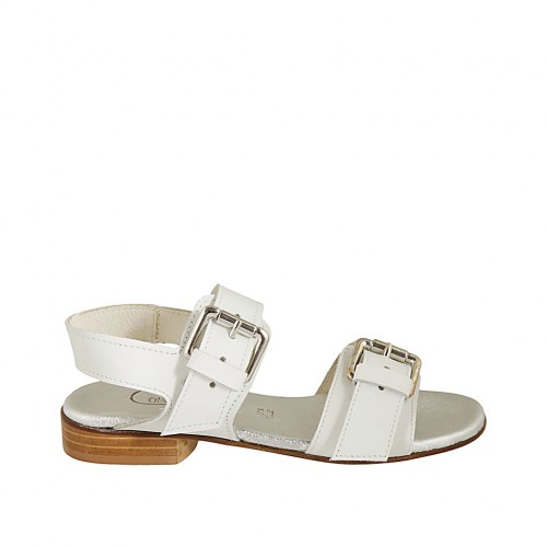 Sandale pour femmes avec boucles en cuir blanc talon 2 - Pointures disponibles:  32, 33, 44, 45, 46