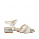 Woman's strap sandal in white leather and silver patent leather heel 2 - Available sizes:  32, 33, 43, 44, 46