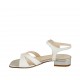 Woman's strap sandal in white leather and silver patent leather heel 2 - Available sizes:  32, 33, 43, 44, 46