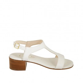 Sandalo da donna in pelle bianca tacco 4 - Misure disponibili: 32, 43, 44, 45, 46