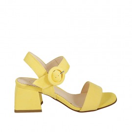 Sandalo da donna in camoscio giallo con cinturino tacco 5 - Misure disponibili: 33, 34, 42, 43, 44