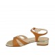 Sandale pour femmes en cuir brun clair et cuir verni platine avec courroie talon 2 - Pointures disponibles:  32, 33, 34, 43, 44, 45, 46