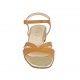 Woman's strap sandal in tan leather and platinum patent leather heel 2 - Available sizes:  32, 33, 34, 43, 44, 45, 46