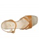 Sandale pour femmes en cuir brun clair et cuir verni platine avec courroie talon 2 - Pointures disponibles:  32, 33, 34, 43, 44, 45, 46