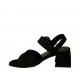 Sandalia para mujer con cinturon en gamuza negra tacon 5 - Tallas disponibles:  33, 43, 44, 45, 46