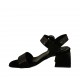 Sandalo da donna con cinturino in camoscio laminato stampato nero tacco 5 - Misure disponibili: 32, 42, 43, 44, 45