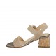 Sandalo da donna in camoscio beige e pelle laminata grigia con cinturino tacco 5 - Misure disponibili: 31, 32, 34, 43, 44, 45, 46