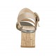 Sandalo da donna in camoscio beige e pelle laminata grigia con cinturino tacco 5 - Misure disponibili: 31, 32, 34, 43, 44, 45, 46