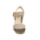 Sandalo da donna in camoscio beige e pelle laminata grigia con cinturino tacco 5 - Misure disponibili: 31, 32, 34, 43, 44, 45, 46