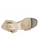 Sandalo da donna in camoscio beige e pelle laminata grigia con cinturino tacco 5 - Misure disponibili: 31, 32, 34, 43, 44, 45, 46