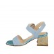 Sandale pour femmes en daim et cuir lamé bleu clair avec courroie talon 5 - Pointures disponibles:  32, 34, 42, 43, 44, 45, 46