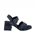 Damenriemsandale aus blauem Wildleder Absatz 5