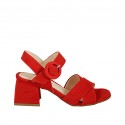 Sandalia para mujer con cinturon en gamuza roja tacon 5