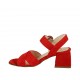 Sandalia para mujer con cinturon en gamuza roja tacon 5 - Tallas disponibles:  31, 33, 43, 44, 45, 46