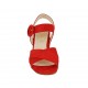 Sandalia para mujer con cinturon en gamuza roja tacon 5 - Tallas disponibles:  31, 33, 43, 44, 45, 46
