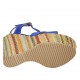 Sandale pour femmes avec plateforme et courroie en daim bleuet et tissu multicouleur talon compensé 12 - Pointures disponibles:  31, 33, 34, 42, 43, 44