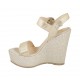 Sandale pour femmes avec plateforme et courroie en daim lamé et imprimé platine talon compensé 12 - Pointures disponibles:  31, 42, 43, 44