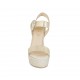 Sandalo con cinturino e plateau in camoscio stampato laminato platino zeppa 12 - Misure disponibili: 31, 32, 33, 34, 42, 43, 44
