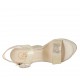 Sandalo con cinturino e plateau in camoscio stampato laminato platino zeppa 12 - Misure disponibili: 31, 32, 33, 34, 42, 43, 44
