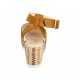 Sandalia para mujer con plataforma y cinturon en gamuza color cuero y tejido multicolor cuña 6 - Tallas disponibles:  31, 42