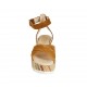 Sandalo con cinturino e plateau in camoscio color cuoio con zeppa rivestita in tessuto multicolore 6 - Misure disponibili: 31, 42