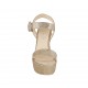 Sandale pour femmes avec plateforme et courroie en daim imprimé et lamé platine talon compensé 12 - Pointures disponibles:  34, 42, 43, 44