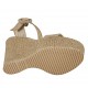 Sandale pour femmes avec plateforme et courroie en daim imprimé et lamé platine talon compensé 12 - Pointures disponibles:  34, 42, 43, 44