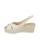 Woman's sandal in white leather wedge heel 6 - Available sizes:  31, 32, 42, 43, 44, 45