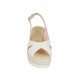 Woman's sandal in white leather wedge heel 6 - Available sizes:  31, 32, 42, 43, 44, 45