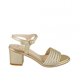 Sandale pour femmes en cuir lamé platine avec courroie talon 5 - Pointures disponibles:  42, 43, 44, 46